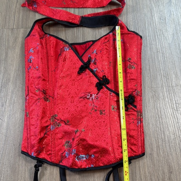 Frederick’s Of Hollywood Elegant Japan’s Red Floral Women's Top Corset Size 34 - Picture 10 of 11
